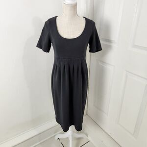 James Perse Dress Womens 3 Gray Empire Tucked Pleated Knee Length Neutral